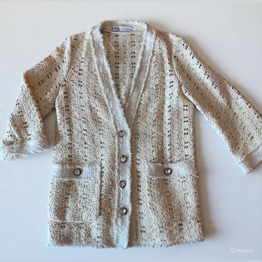 Zara Cream Blazer Elegant Suit Jacket